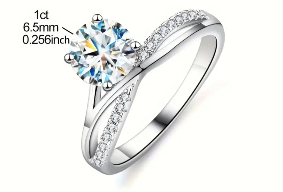 Sparkling 1CT Moissanite Ring 925  Sterling silver