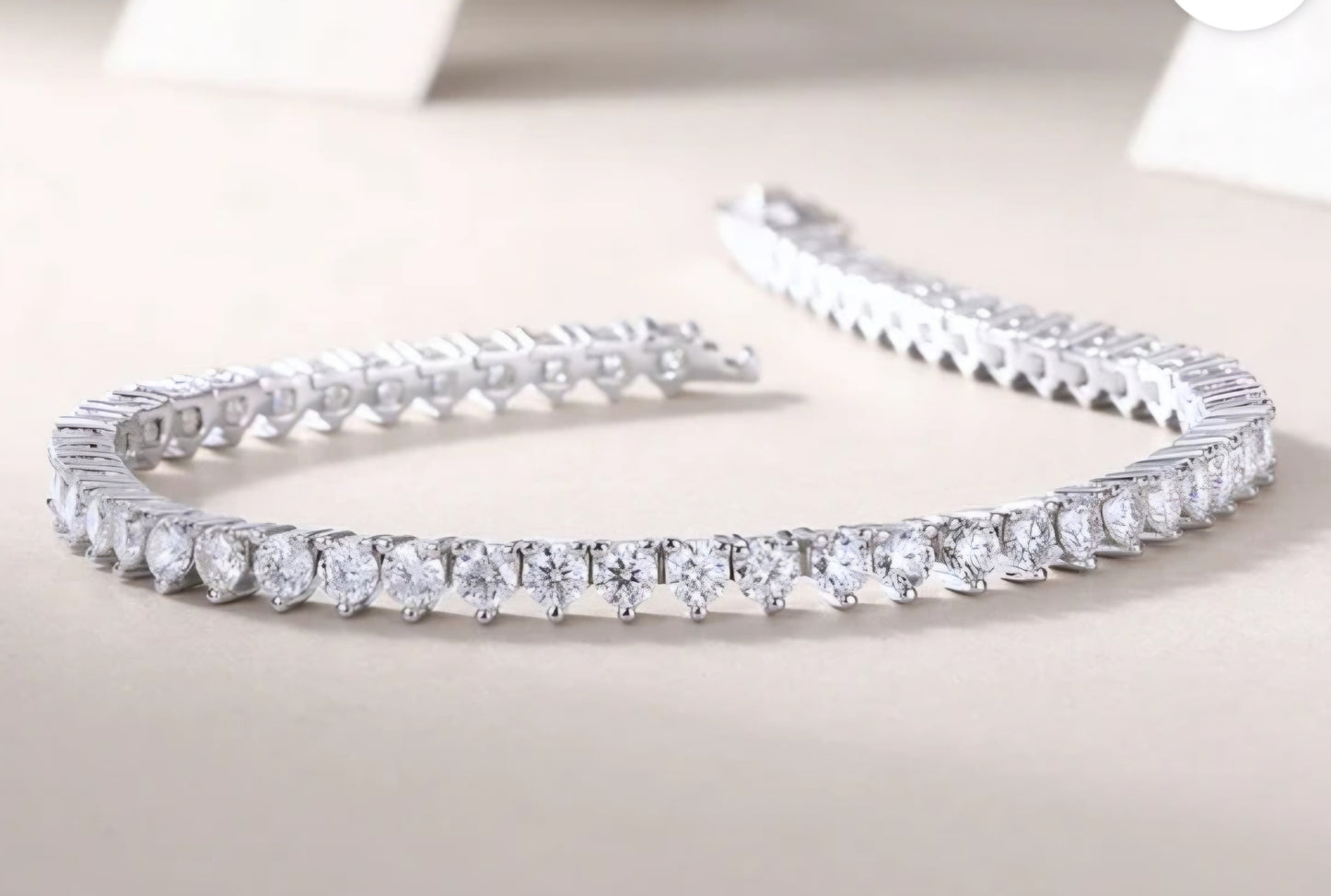 3mm Moissanite Tennis Bracelet for Women. vvs 18K White Gold Plated