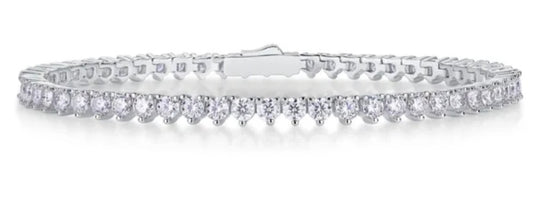 3mm Moissanite Tennis Bracelet for Women. vvs 18K White Gold Plated