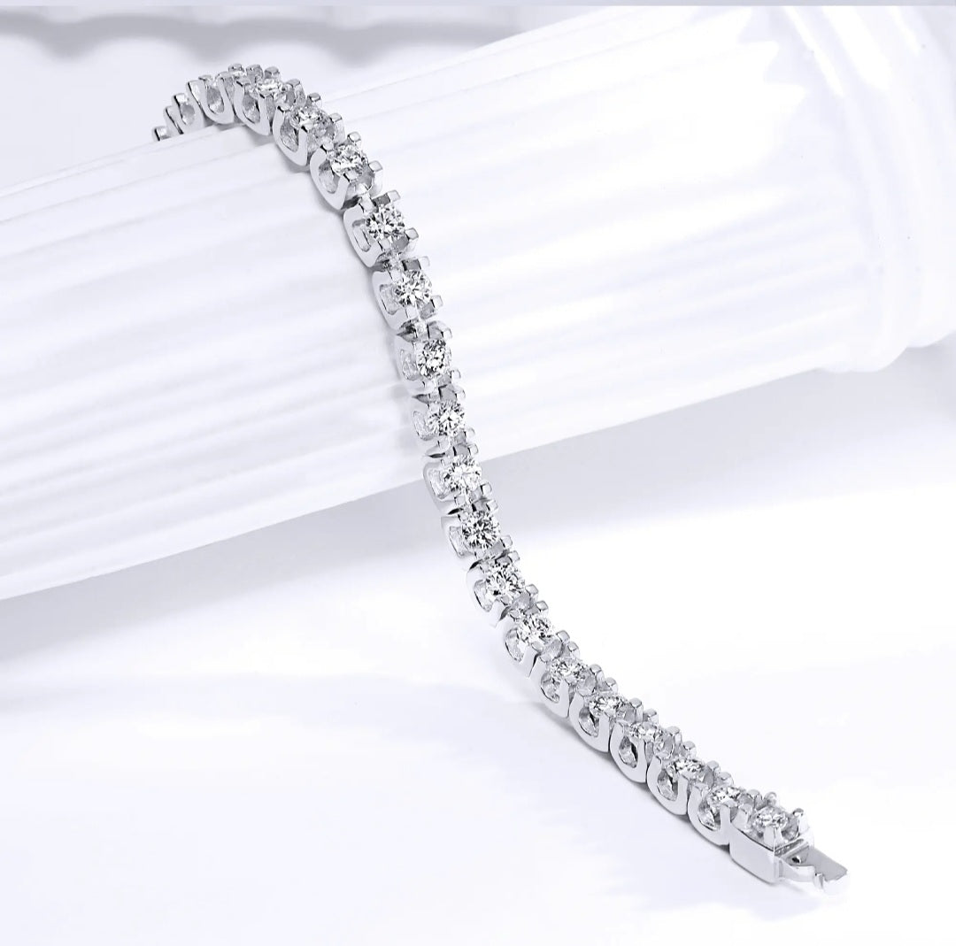 6.6CT Moissanite vvs Diamond 18k gold Plated Women's Tennis Bracelet