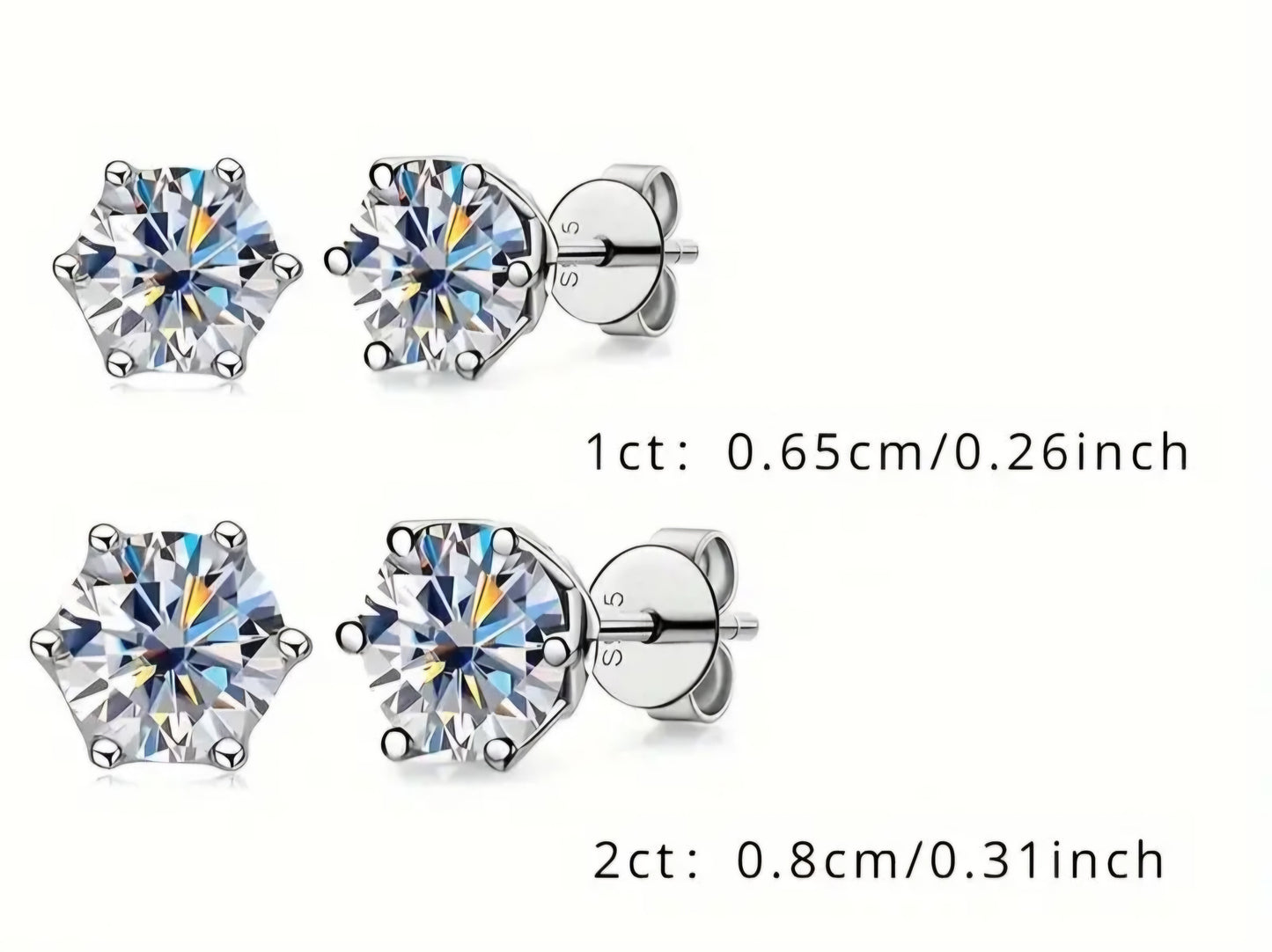 0.5ct Moissanite vvs1 Diamond, 18k gold Plated, 925 Sterling Silver, earrings studs