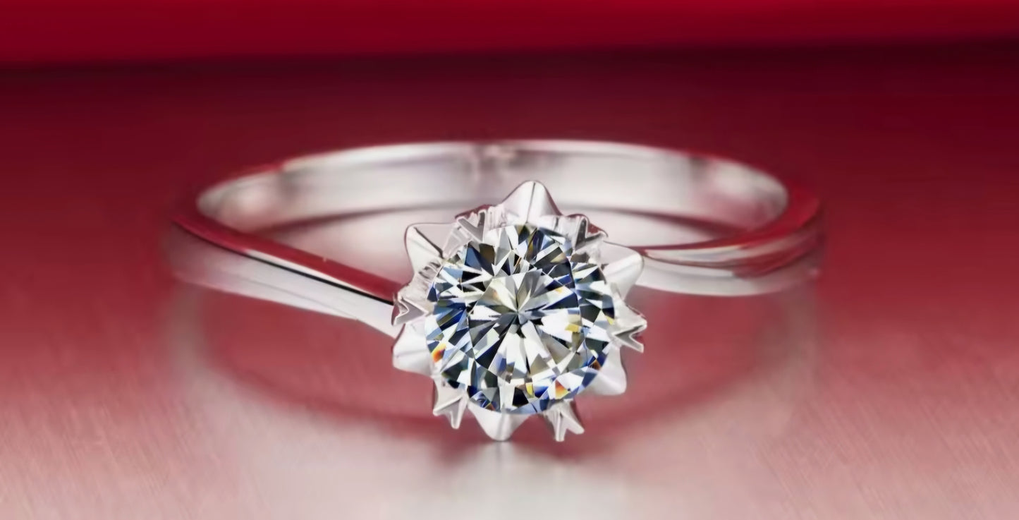 Beautiful elegant 1ct vvs1 lab Moissanite diamond, 18k white gold plated,925 Sterling Silver, women's Engagement ring