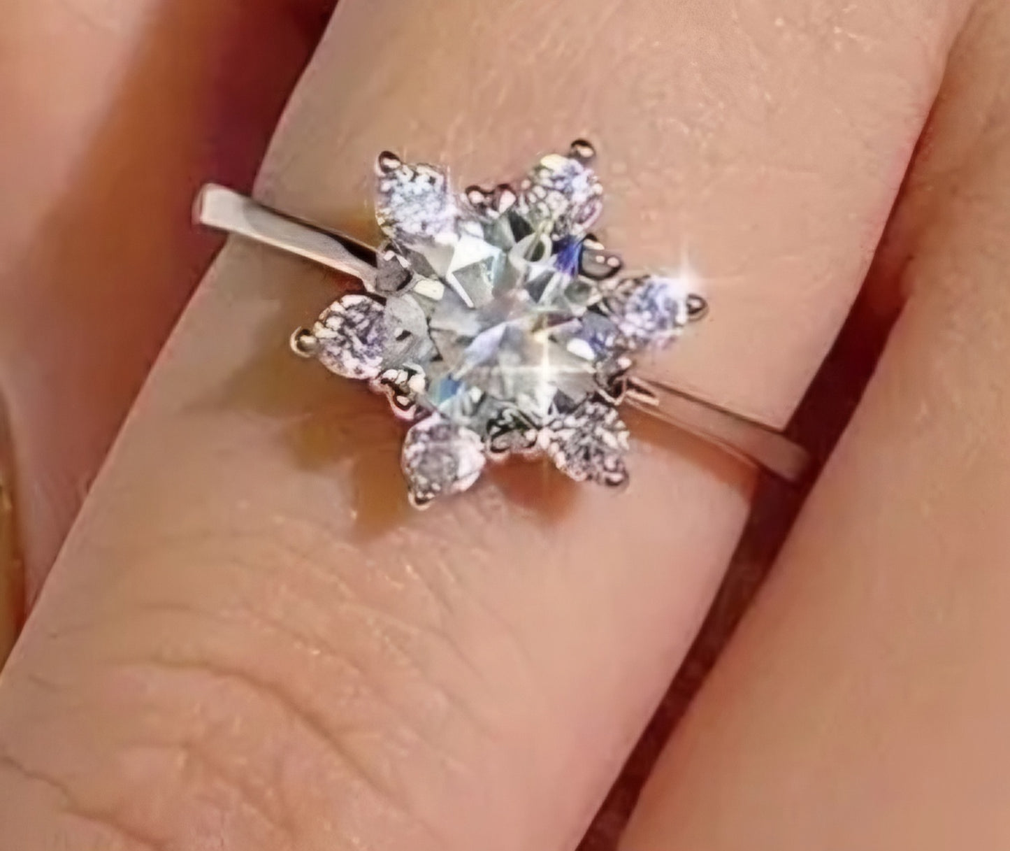 Elegant 1ct Moissanite Diamond, 925 Sterling Silver, Engagement Ring S925 Sterling Silver, Snowflake Women's ring