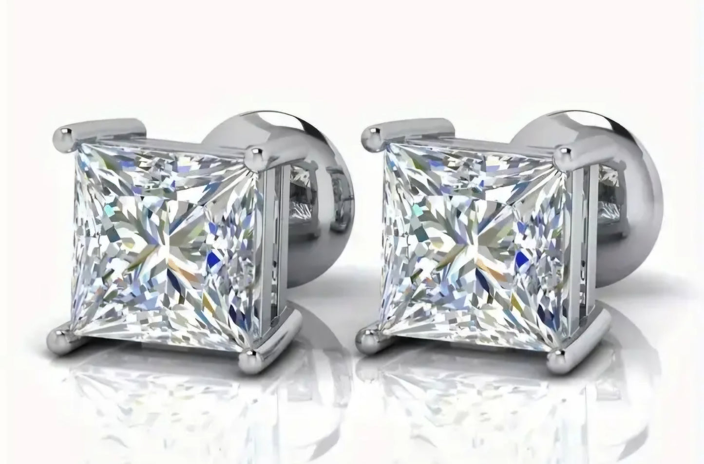 Unisex .5 Moissanite diamond, 18k gold Plated, Sterling Silver, earrings studs