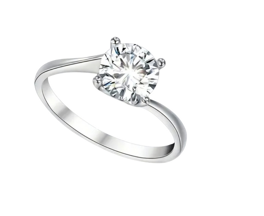 Elegant 1 Carat Moissanite  925 Sterling Silvery Women's Ring Classic Four-Prong Heart Design