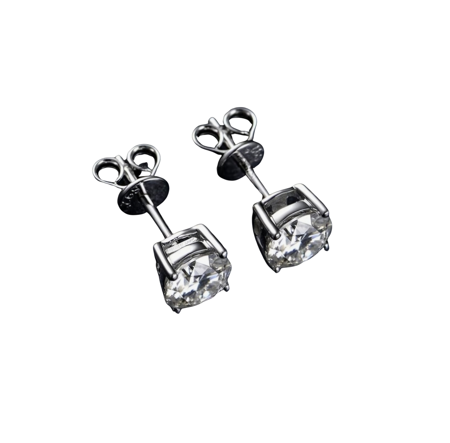 18k gold plated, 2ct Moissanite vvs1 Diamond, 925 Sterling Silver, stud earrings