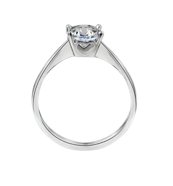 Elegant 1 Carat Moissanite  925 Sterling Silvery Women's Ring Classic Four-Prong Heart Design